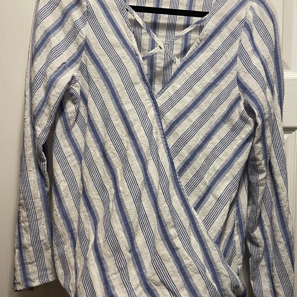 Boutique Striped Blue and White Women's Top